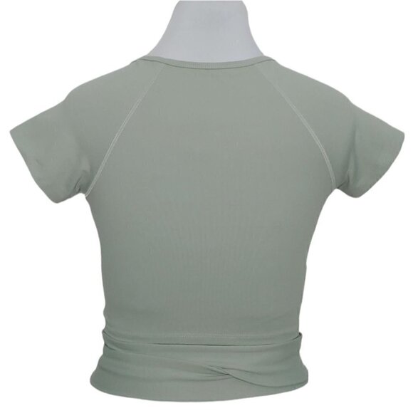NWT MANGO Sage green virgil yoga active crop top - Picture 3 of 11